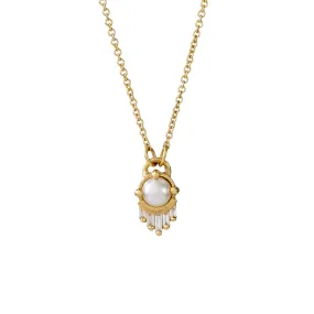 Pearl and Diamond Necklace in Solid Gold