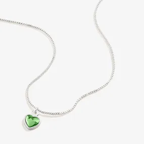 Peridot Heart Necklace, August Birthstone