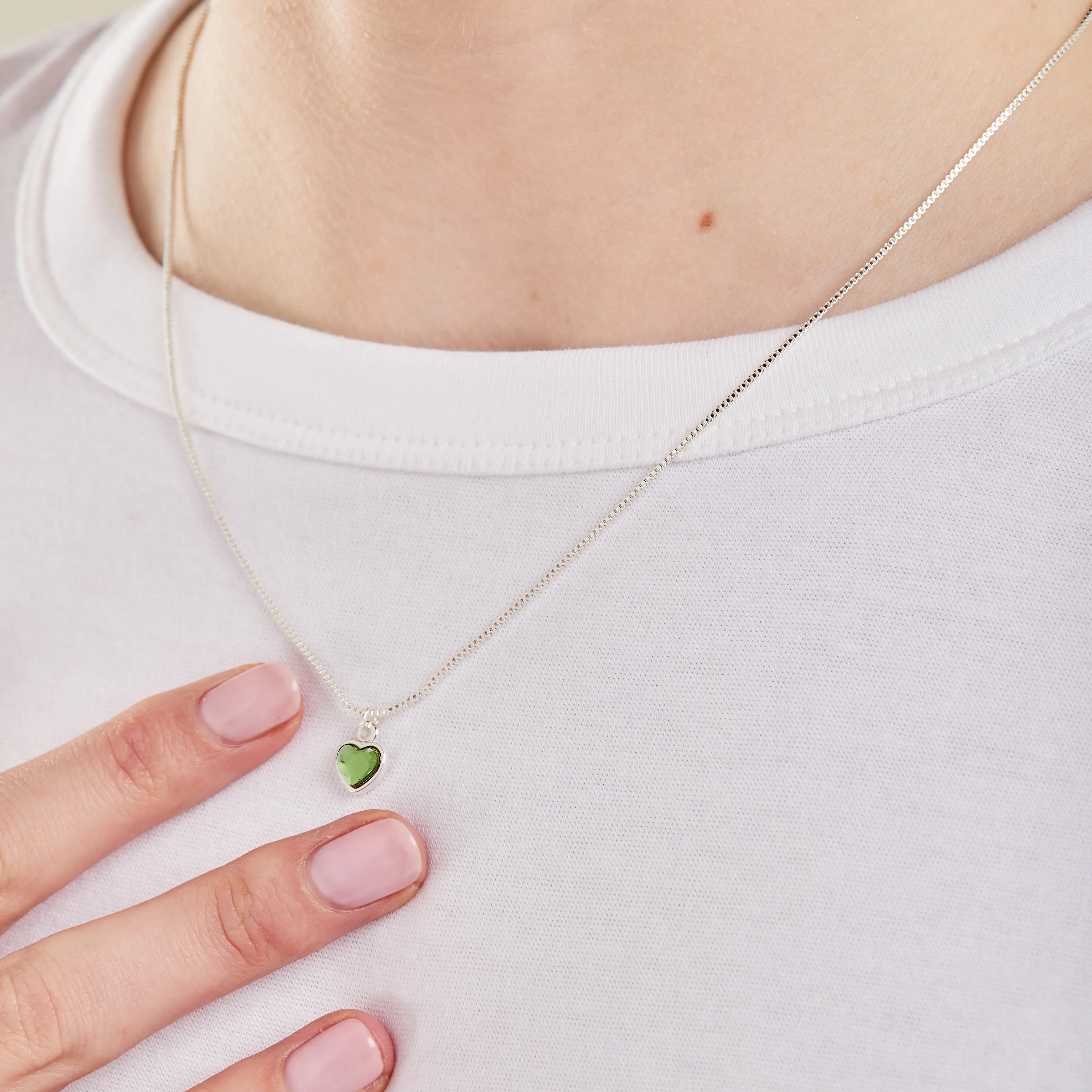 Peridot Heart Necklace, August Birthstone