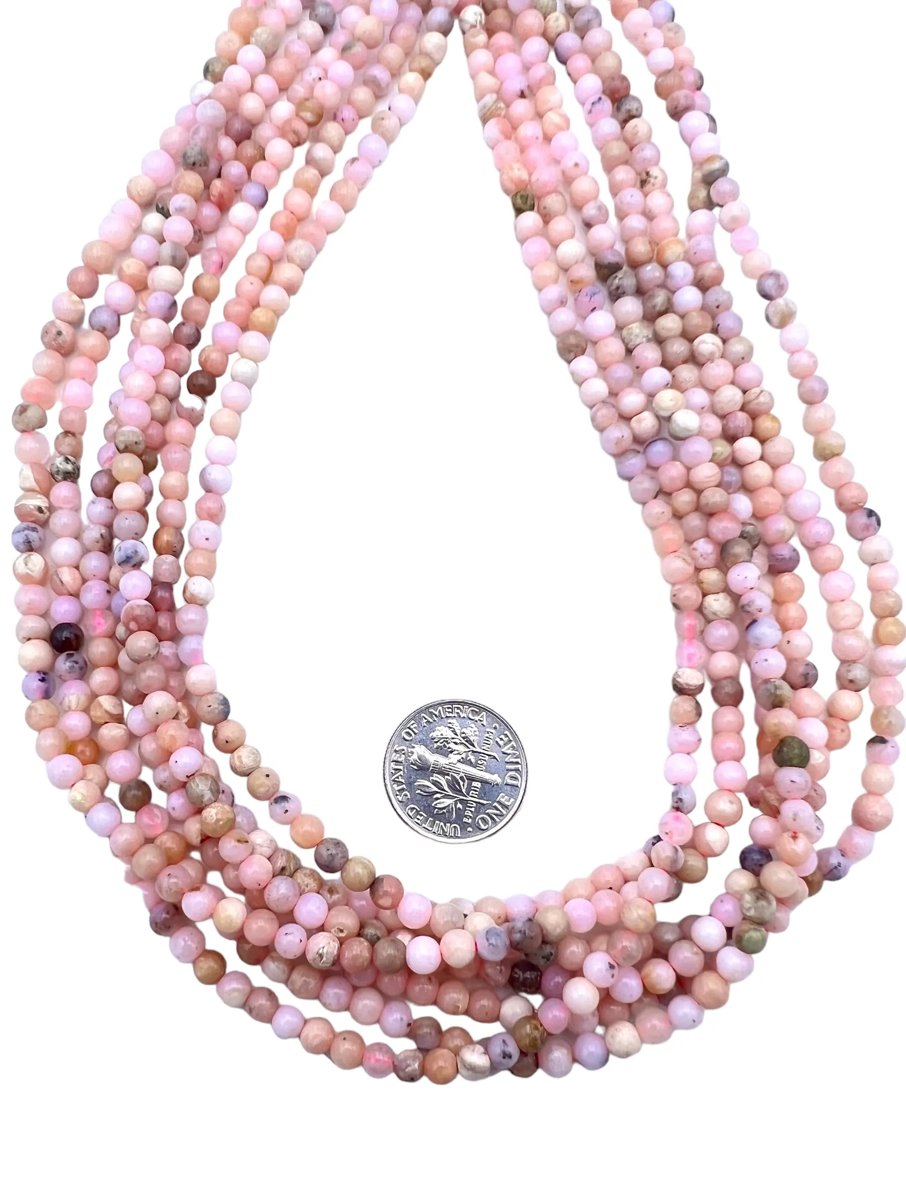 Peruvian Pink Opal 4mm Round Beads, 16 inch strand