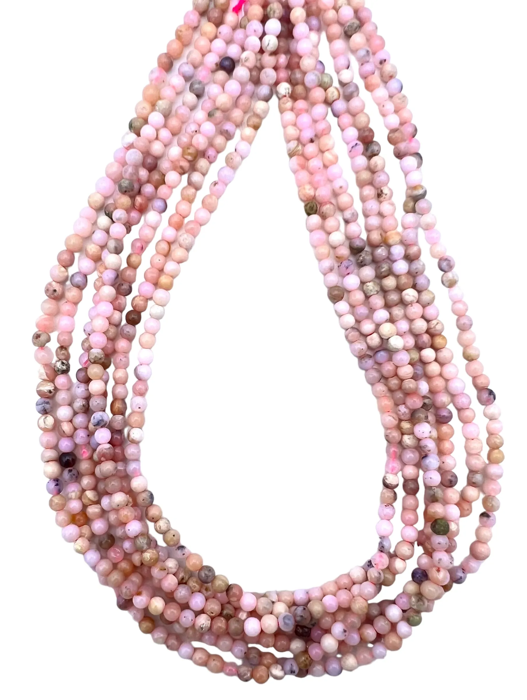 Peruvian Pink Opal 4mm Round Beads, 16 inch strand