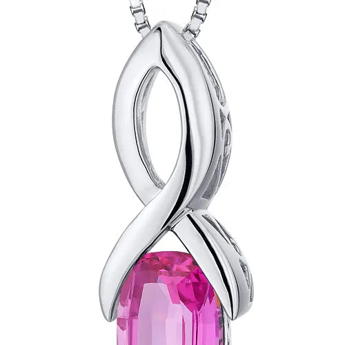 Pink Sapphire Pendant Half Marquise Sterling Silver 7 Carats