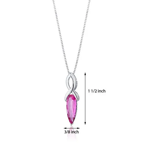 Pink Sapphire Pendant Half Marquise Sterling Silver 7 Carats