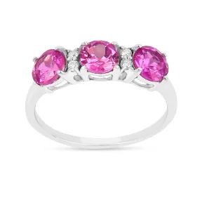 Pink Sapphire Three Stone Ring