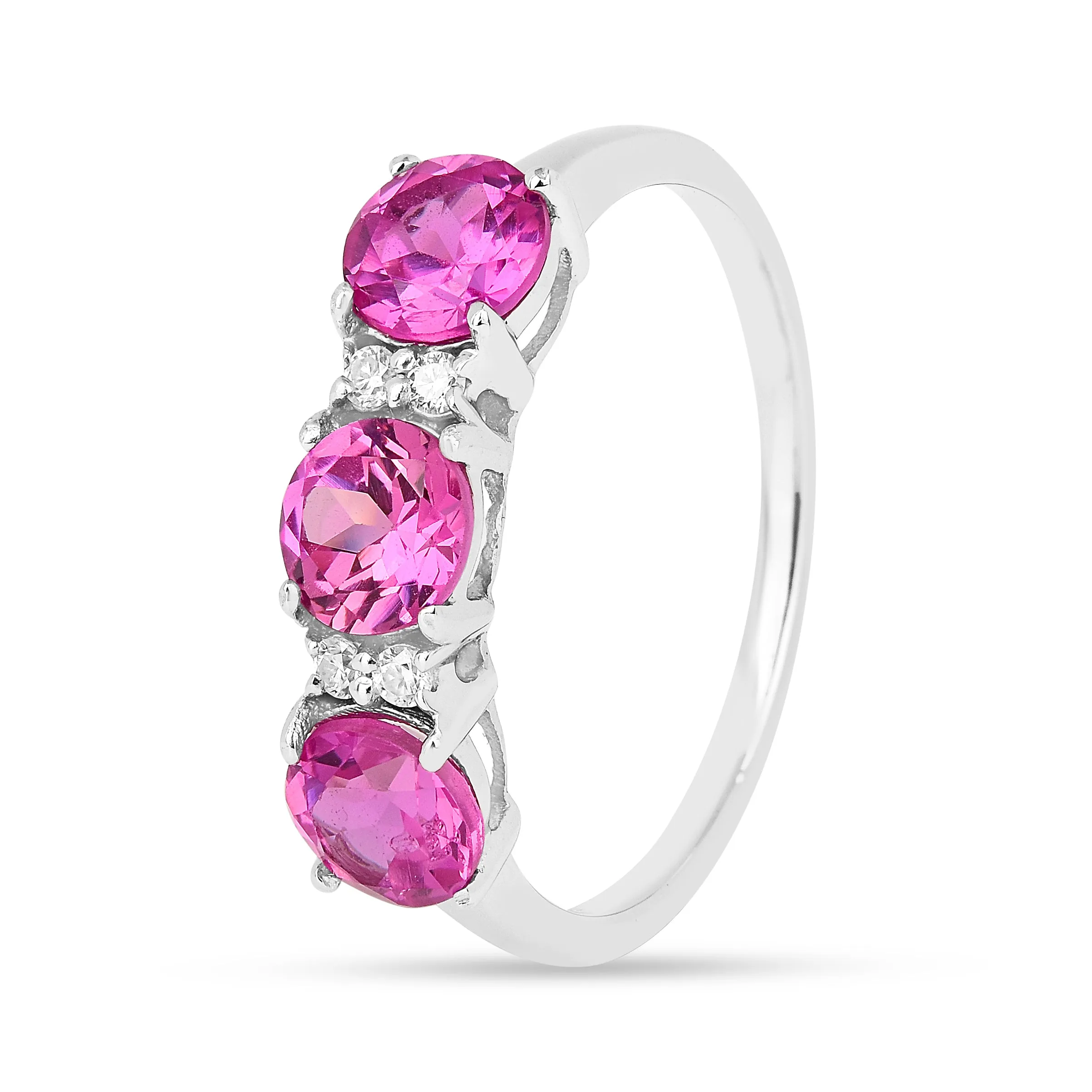 Pink Sapphire Three Stone Ring