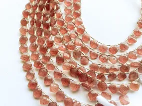 Pink Strawberry Quartz Cushion Shape Faceted Briolette Beads, 9x9mm, 17 Pieces, Natural gemstone beads, Beadsforyourjewellery