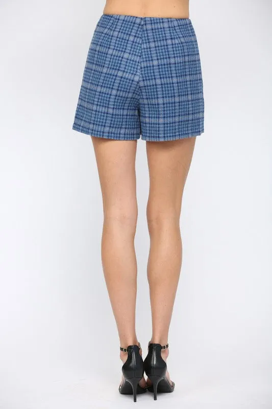 Plaid Wrap Front Skort