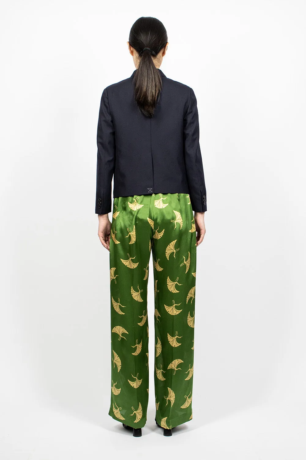 Printed Silk Pants Green