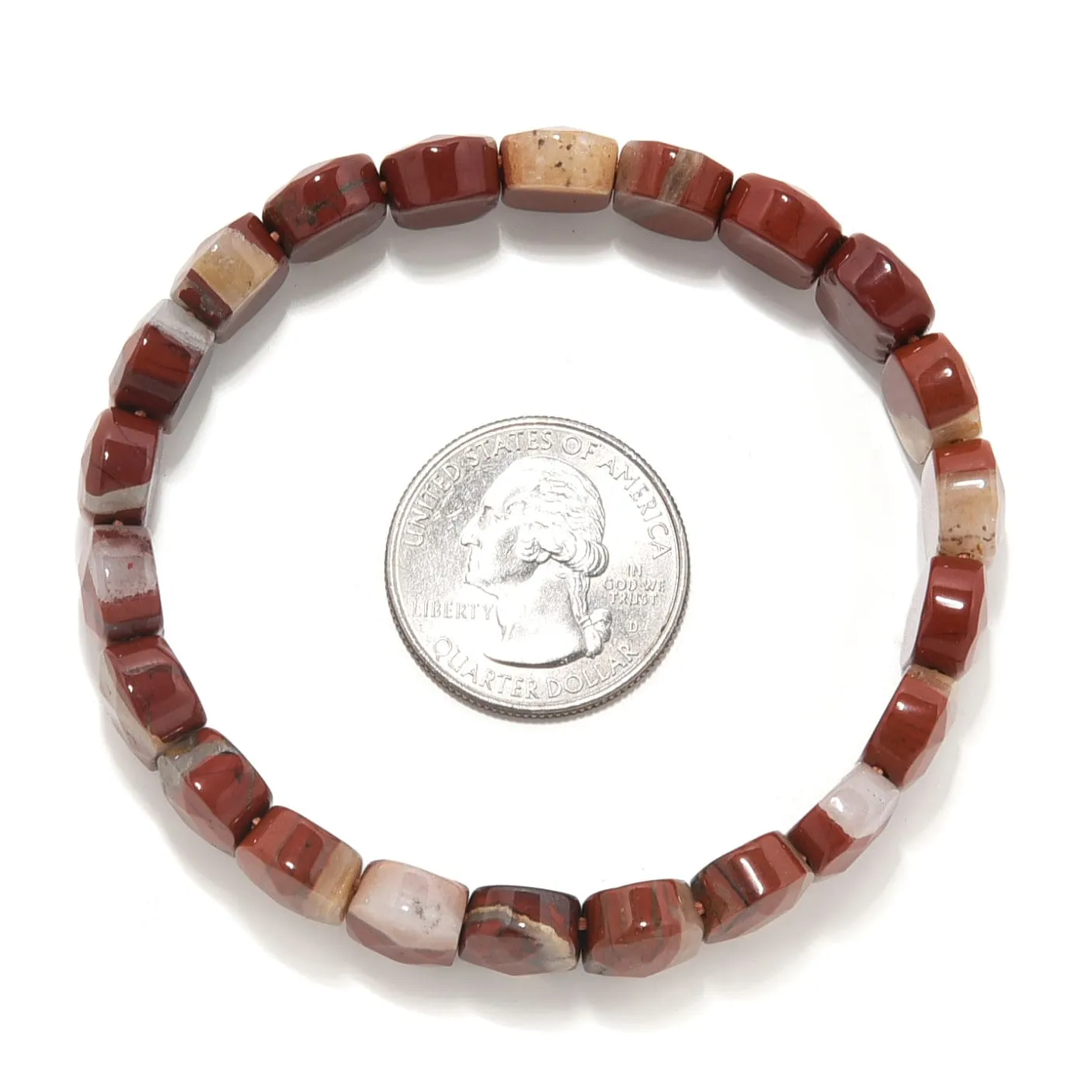 Red Jasper Gemstone 14mm Beads Elastic Bracelet