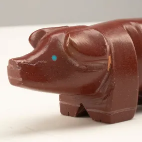 Red Jasper Handmade Zuni Fetish Pig Carving