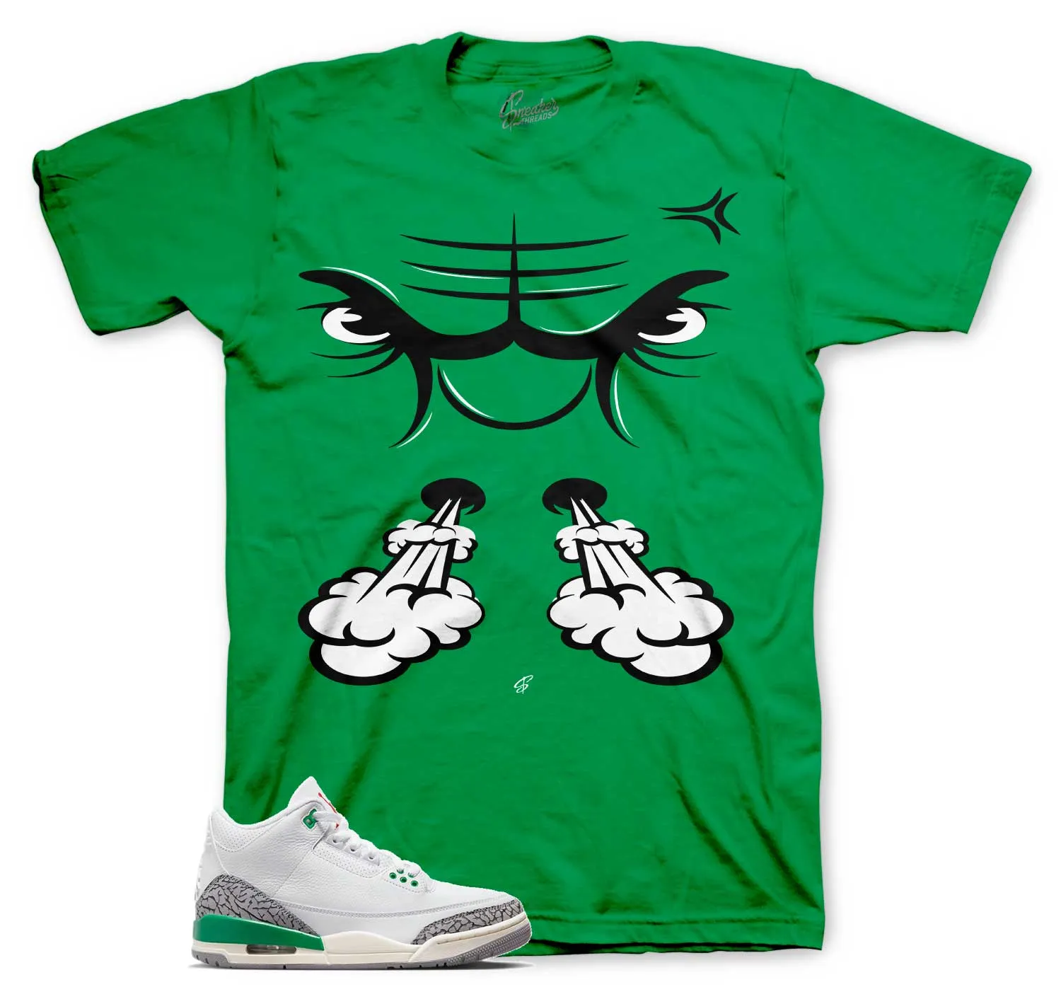 Retro 3 Lucky Green Raging Face Shirt