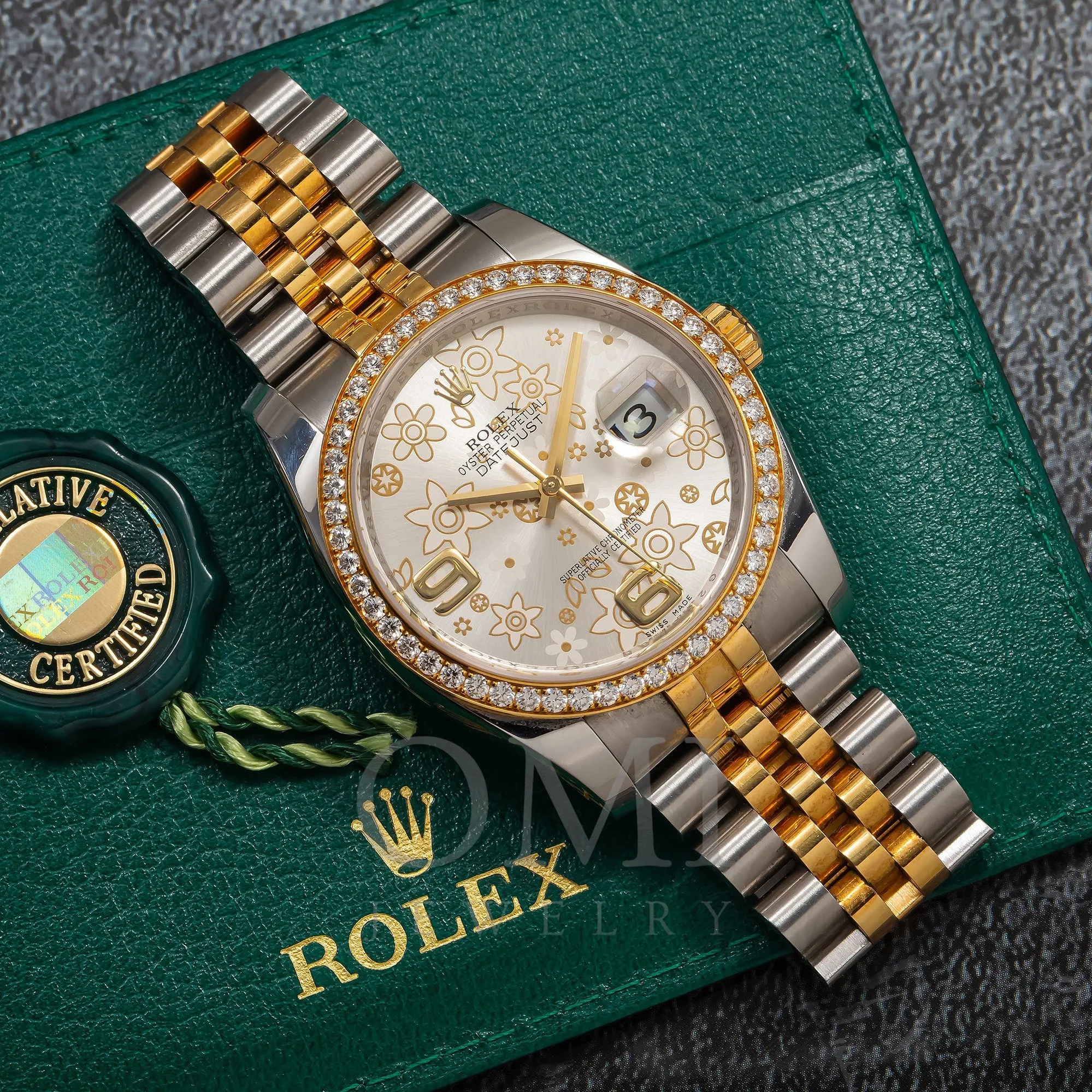 Rolex Datejust 116243 36MM Flower Diamond Dial With Yellow Gold Diamond Bezel