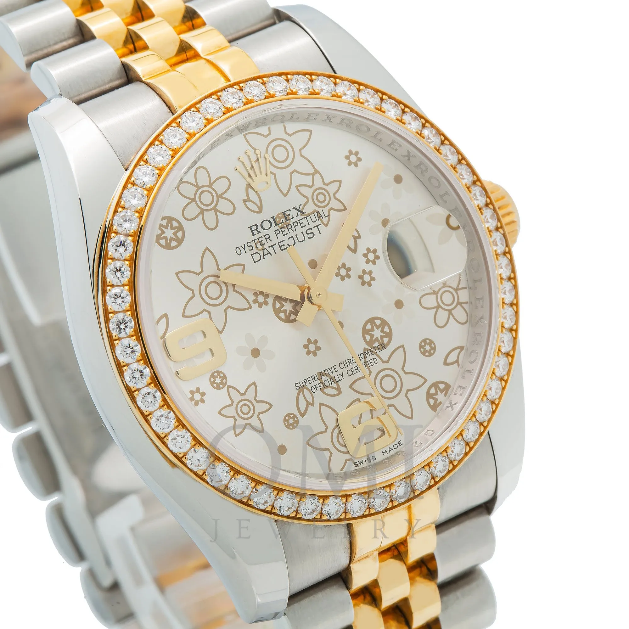 Rolex Datejust 116243 36MM Flower Diamond Dial With Yellow Gold Diamond Bezel