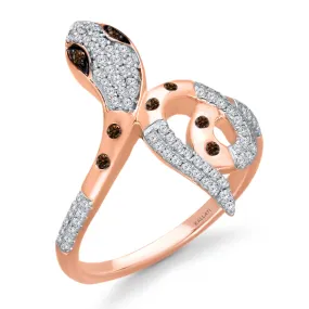 Rose Gold Coco & White Diamond Snake Ring