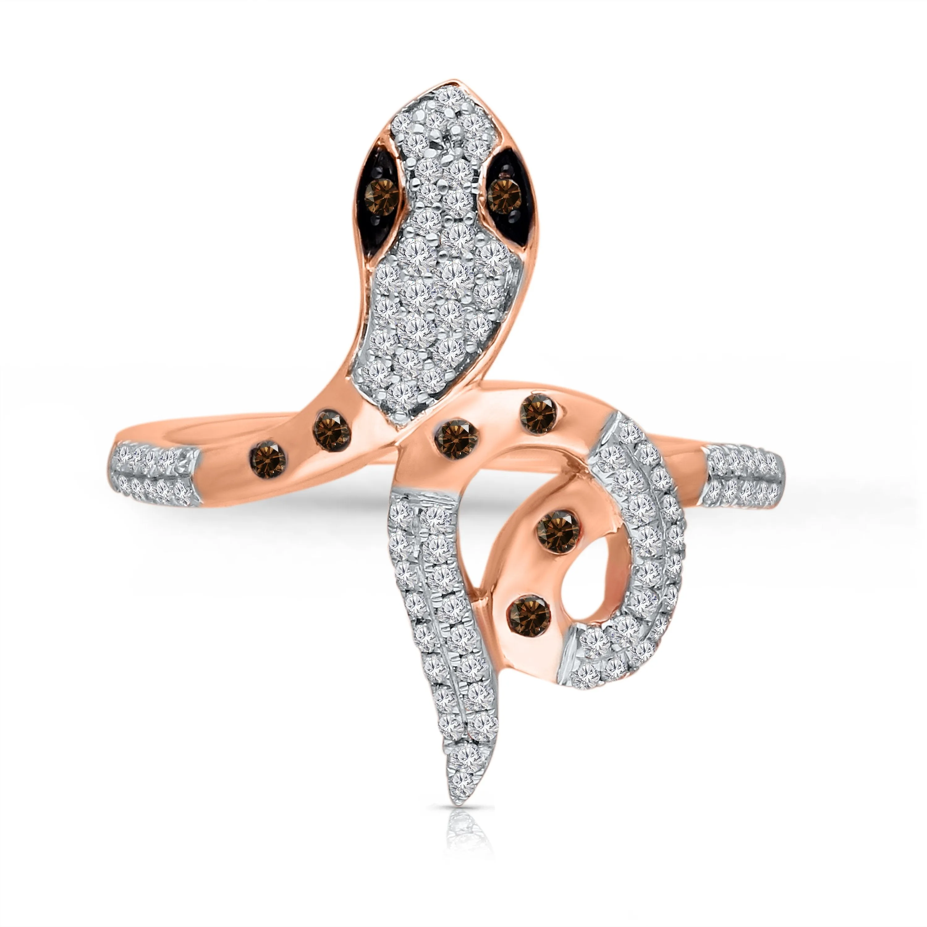 Rose Gold Coco & White Diamond Snake Ring