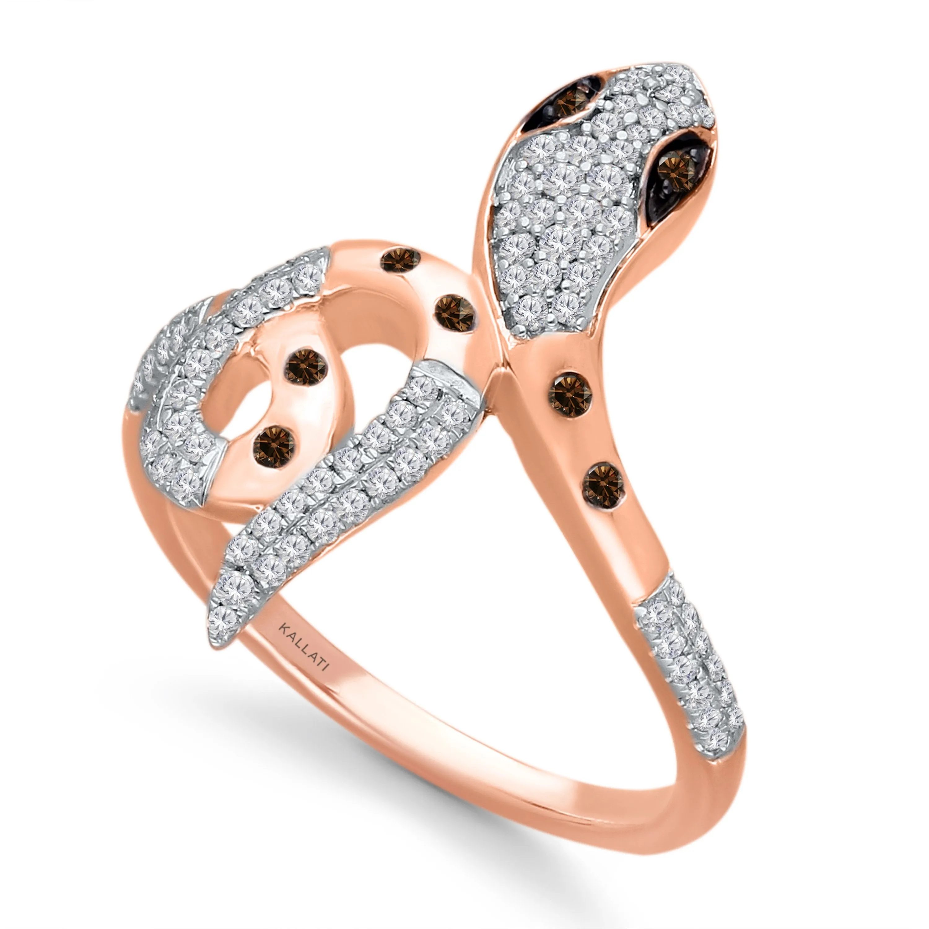 Rose Gold Coco & White Diamond Snake Ring