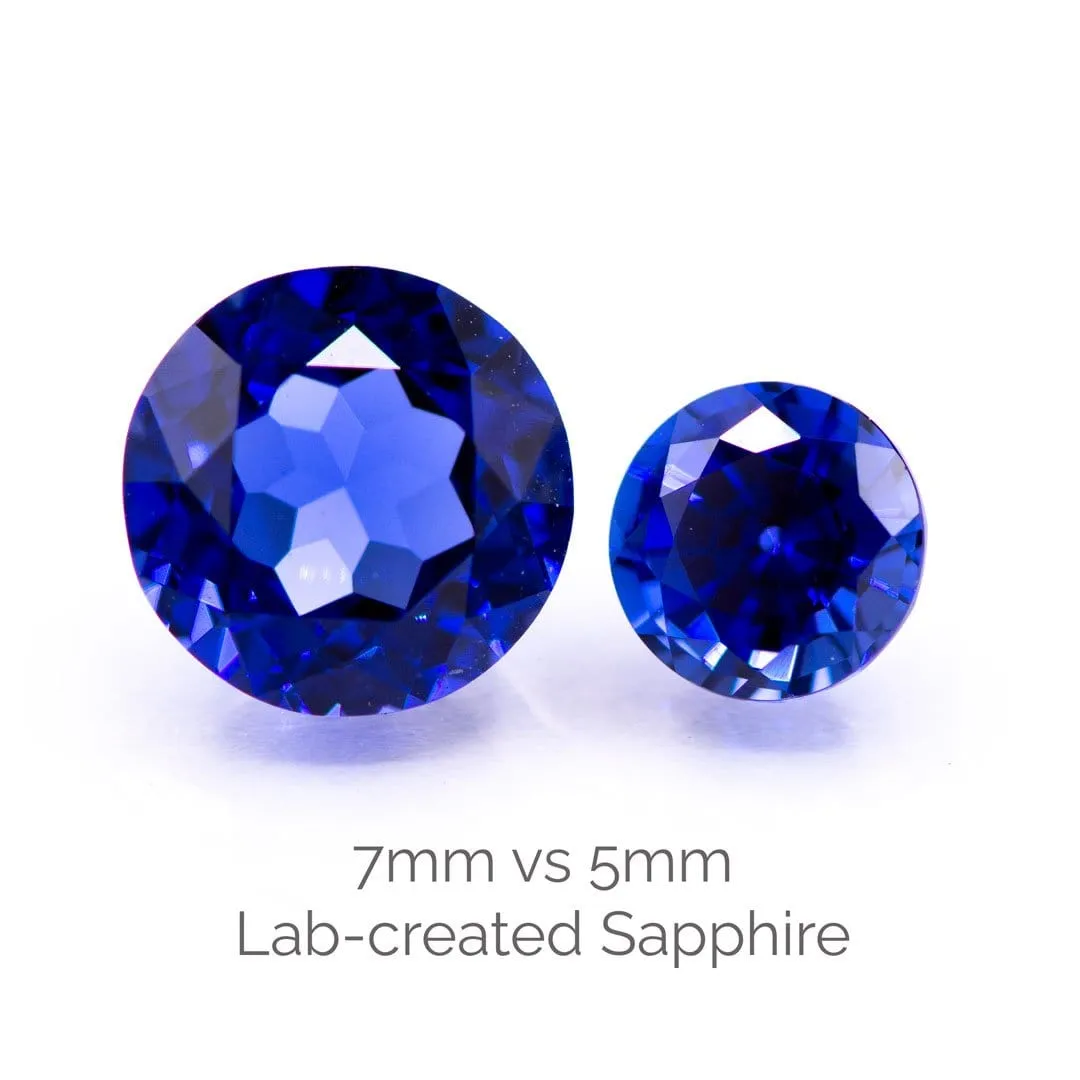 Round Cut Lab Created Blue Sapphire Gemstone