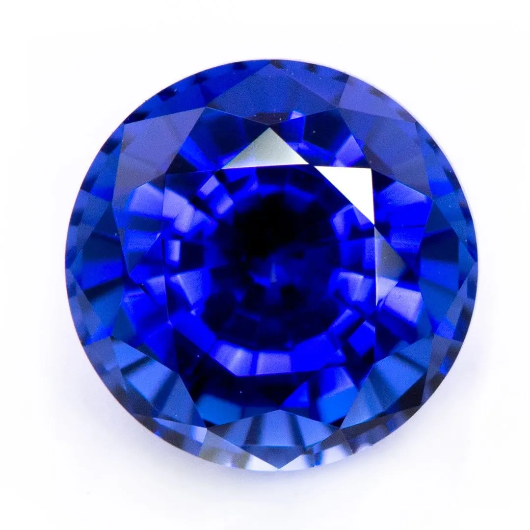 Round Cut Lab Created Blue Sapphire Gemstone