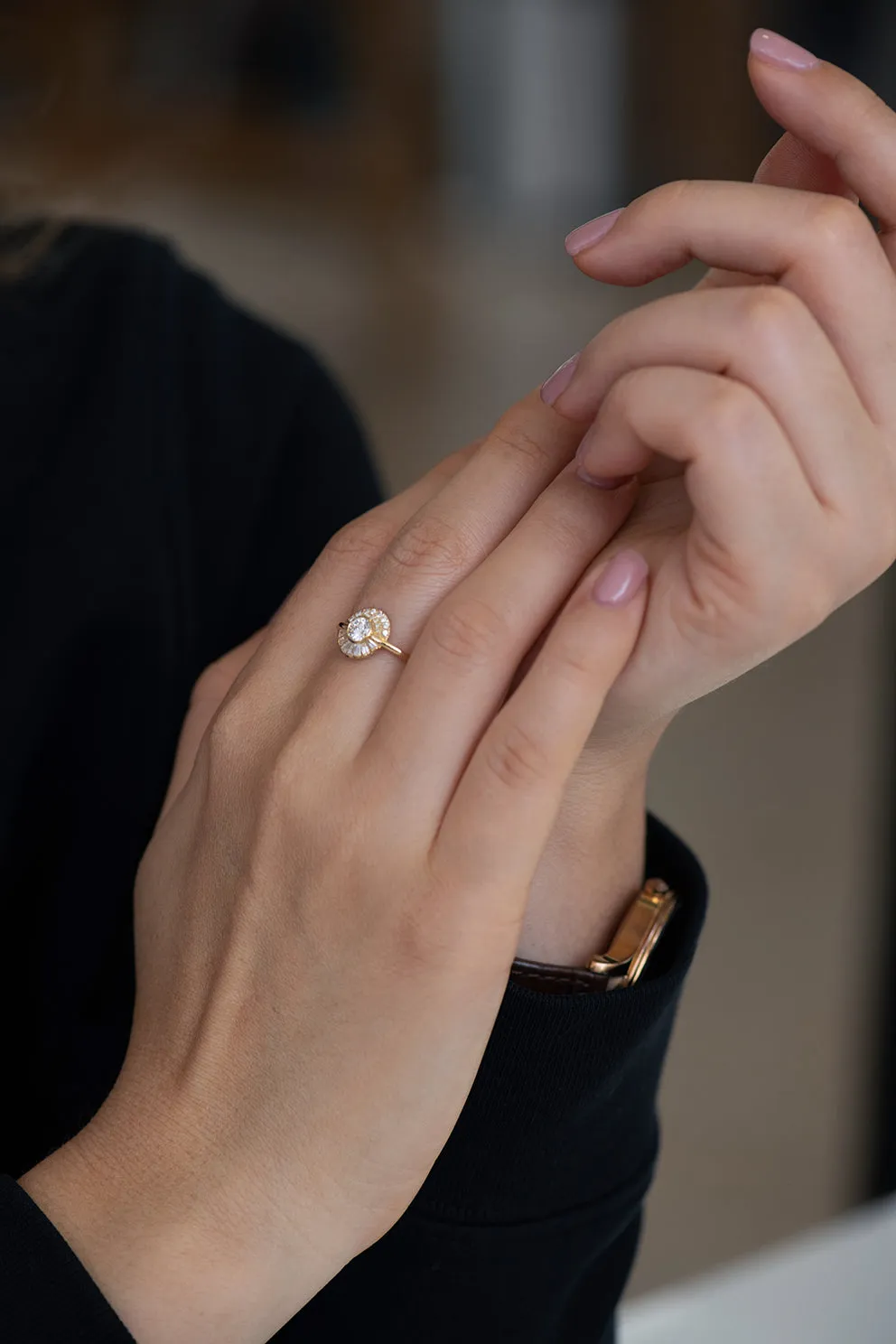 Round Diamond Cluster Engagement Ring