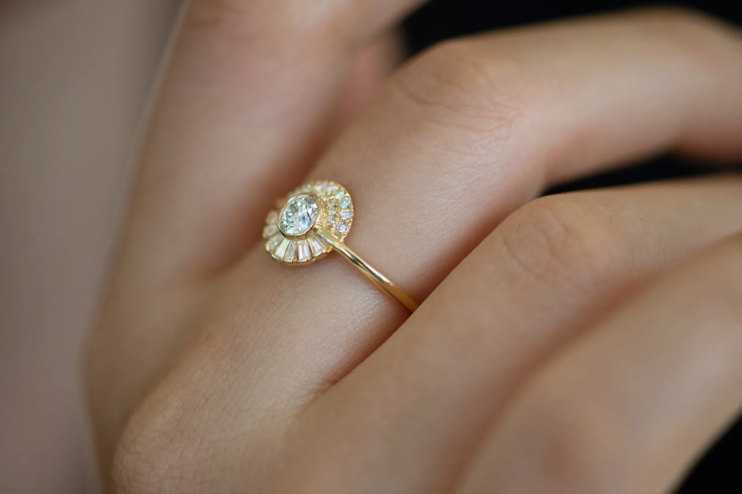 Round Diamond Cluster Engagement Ring