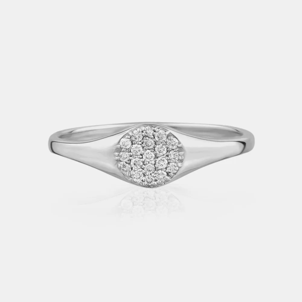 Round Diamond Signet Ring