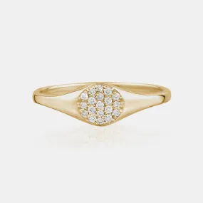 Round Diamond Signet Ring