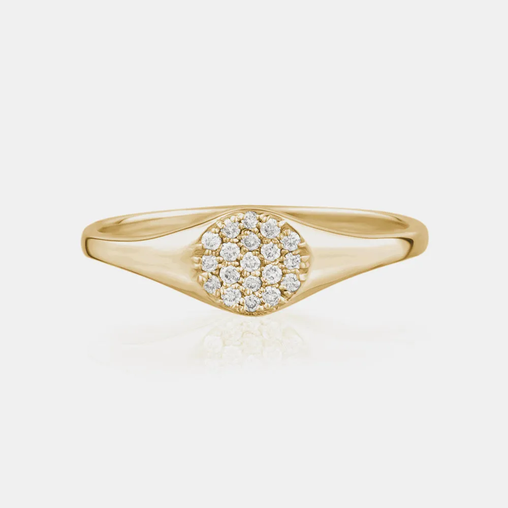 Round Diamond Signet Ring