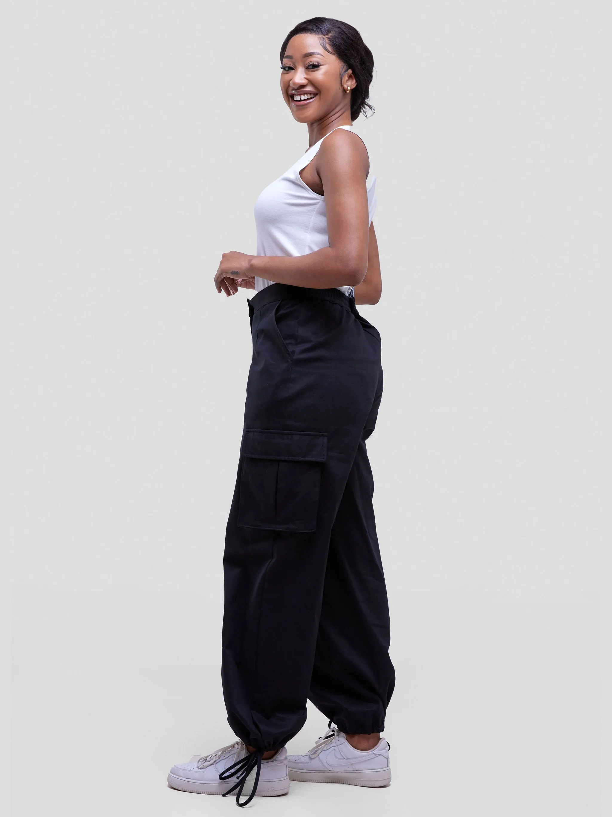 Safari Anga Drawstring Cargo Pants - Black