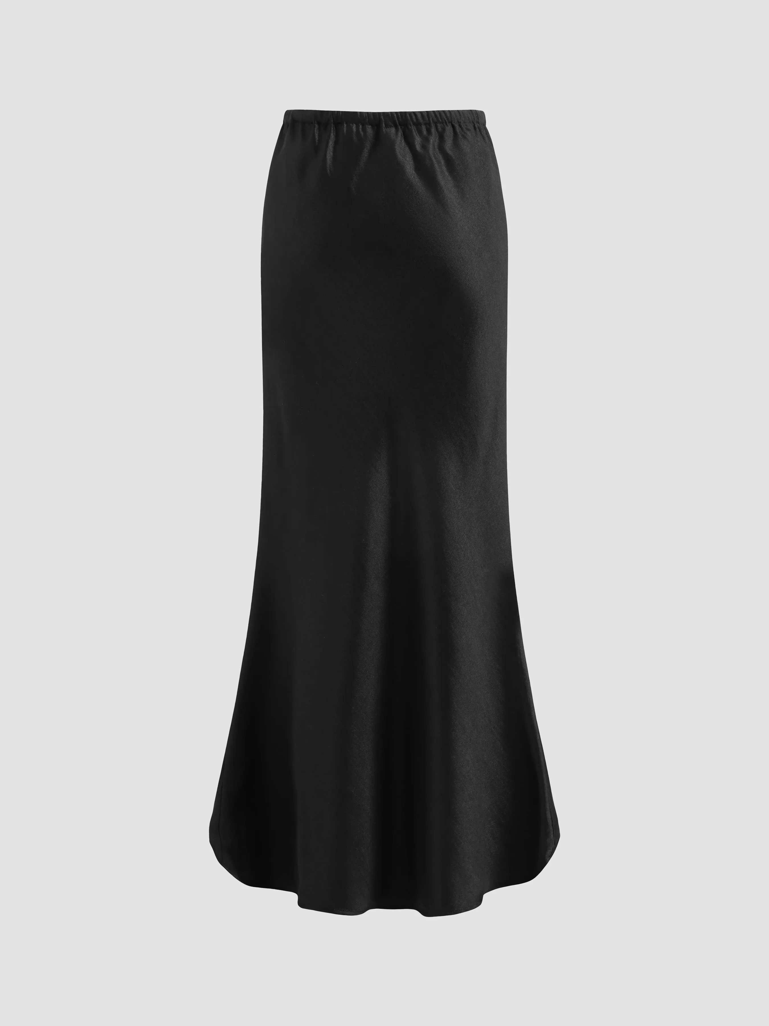 Satin Fishtail Long Skirt With Waist Tie