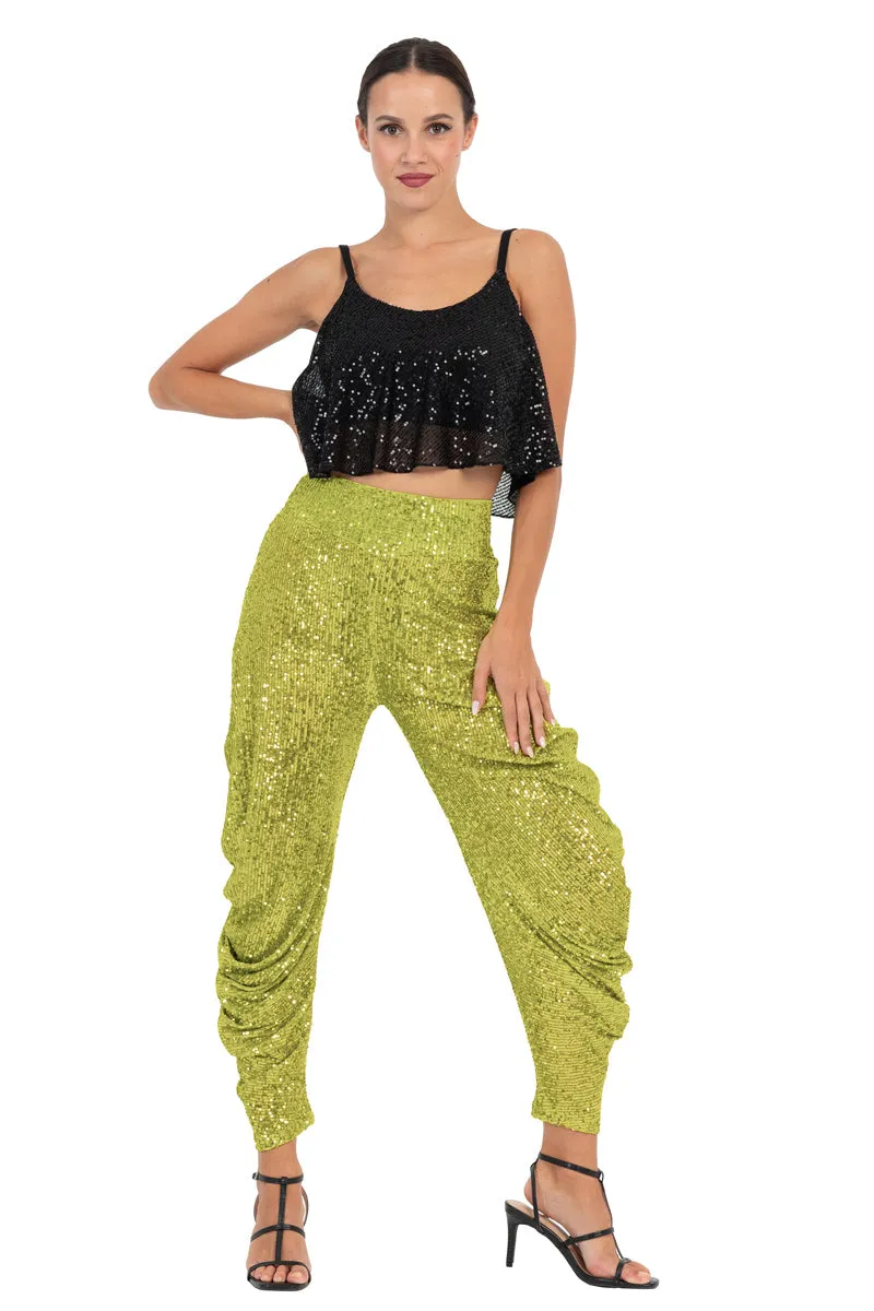 Sequinned Loose Crop Top