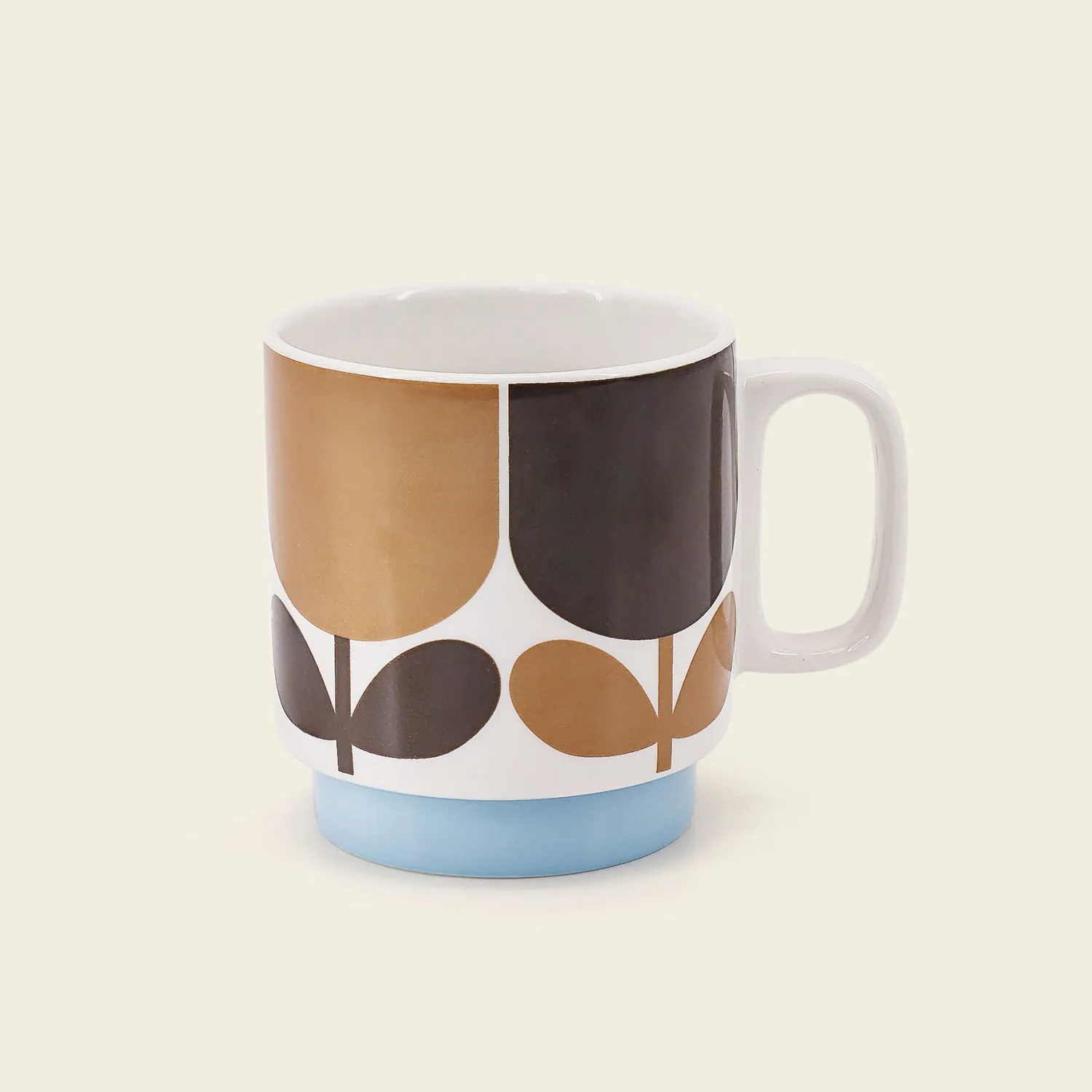 Set of 2 Mugs - Block Flower Navy/Bark