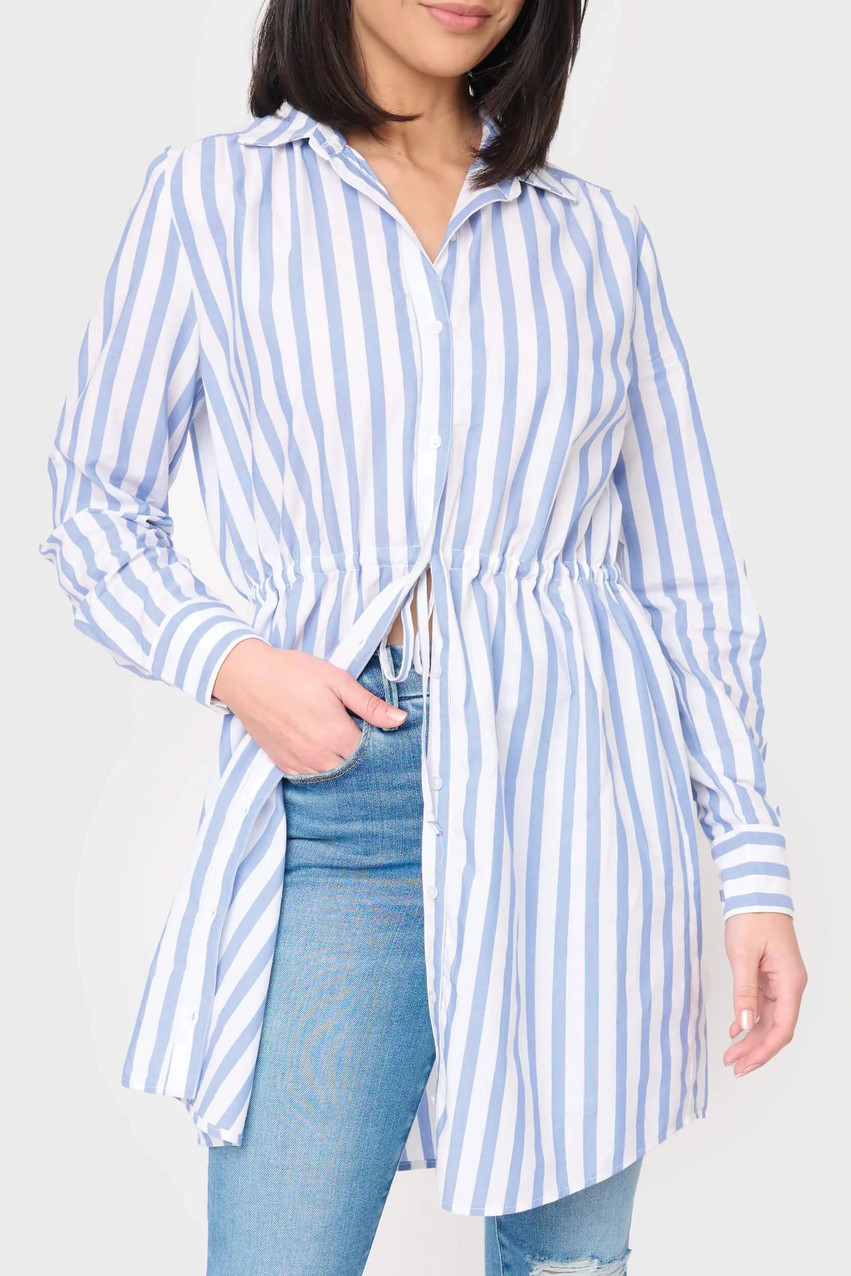 Shirtdress With Drawstring Waist