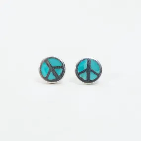 Silver Turquoise Peace Sign Studs