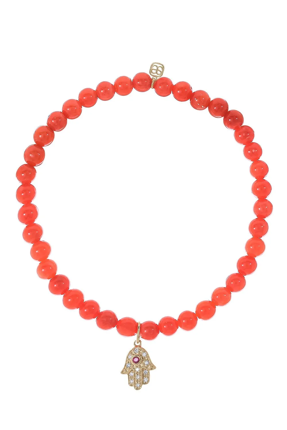 Small Hamsa Coral Charm Bracelet