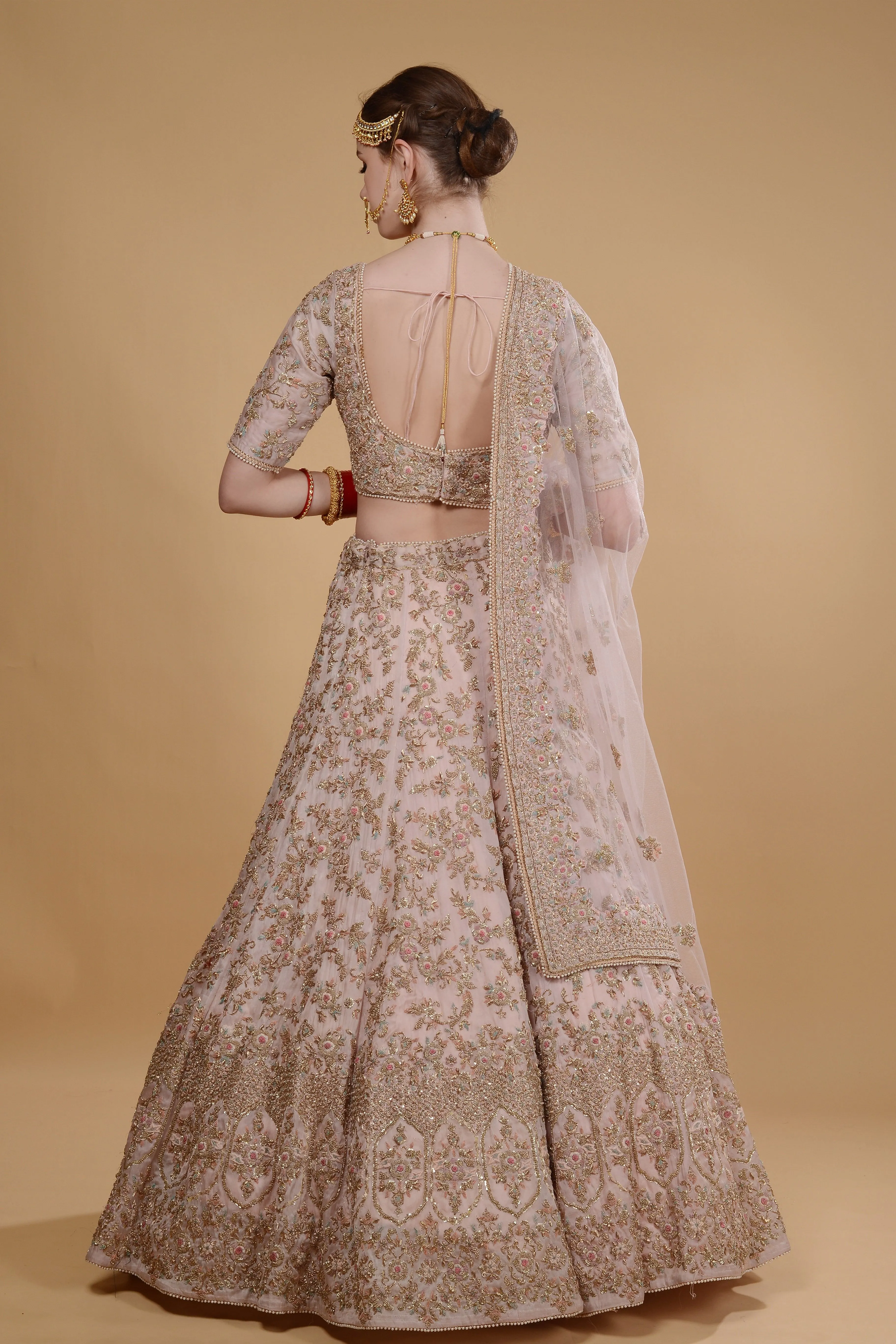 Soft pink  lehenga set.