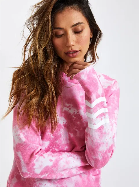 Sol Angeles passion pink marble pullover sweatshirt