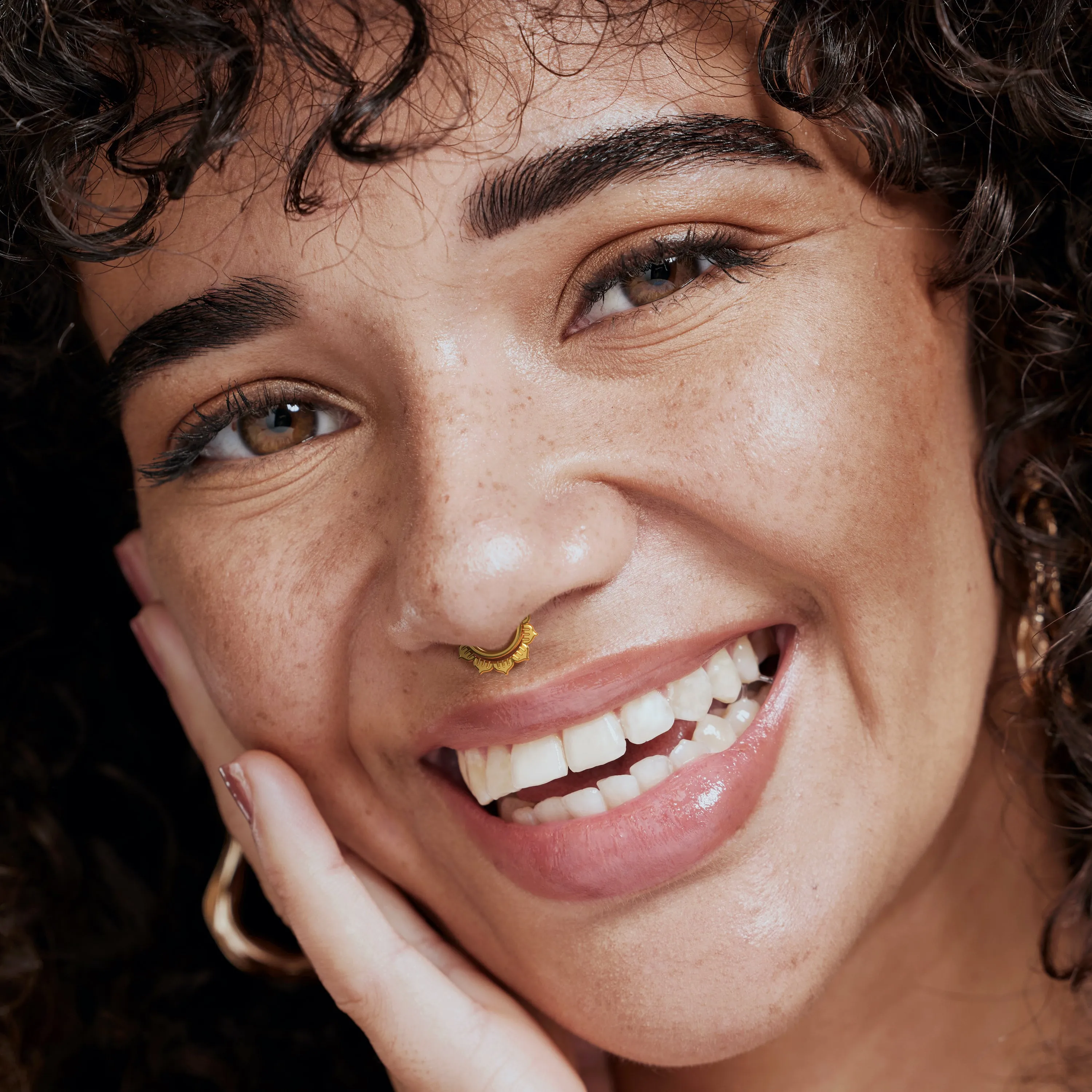 Stacked Lotus Septum Ring