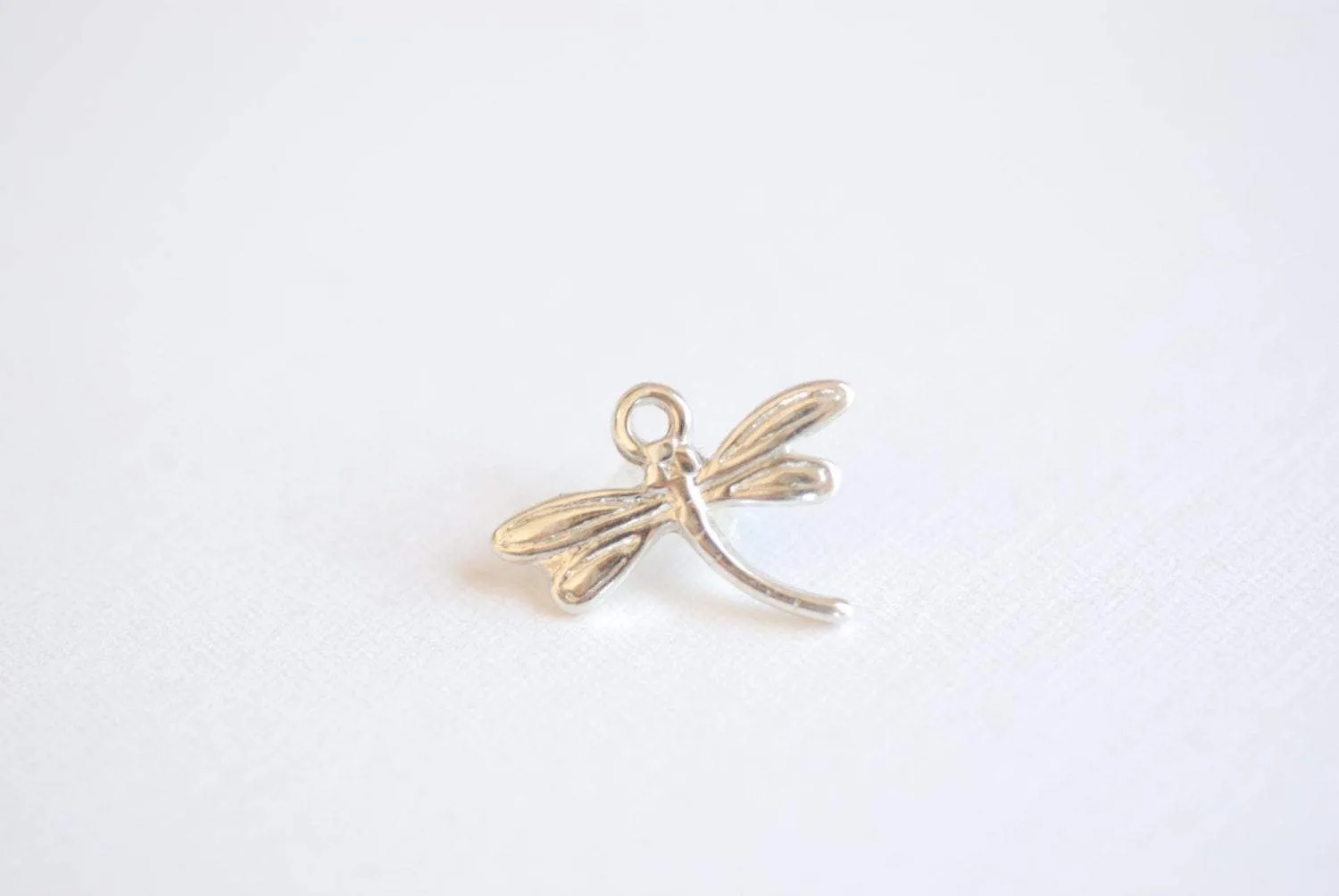 Sterling Silver 17x13mm Dragon Fly Charm, 925 Silver Curved Dragon Fly Charm Pendant, Silver Wing Charm