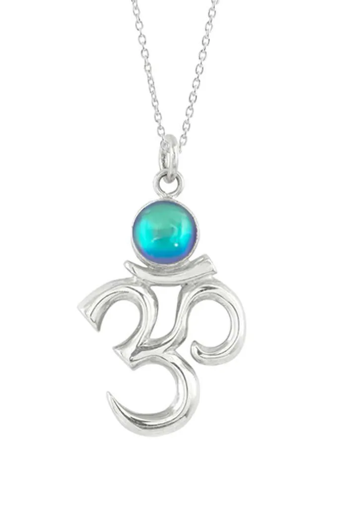 Sterling Silver Om Pendant With Crystal