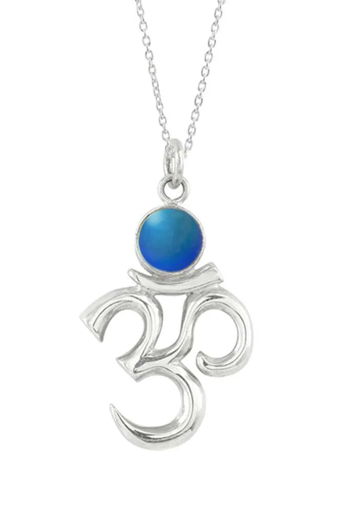 Sterling Silver Om Pendant With Crystal