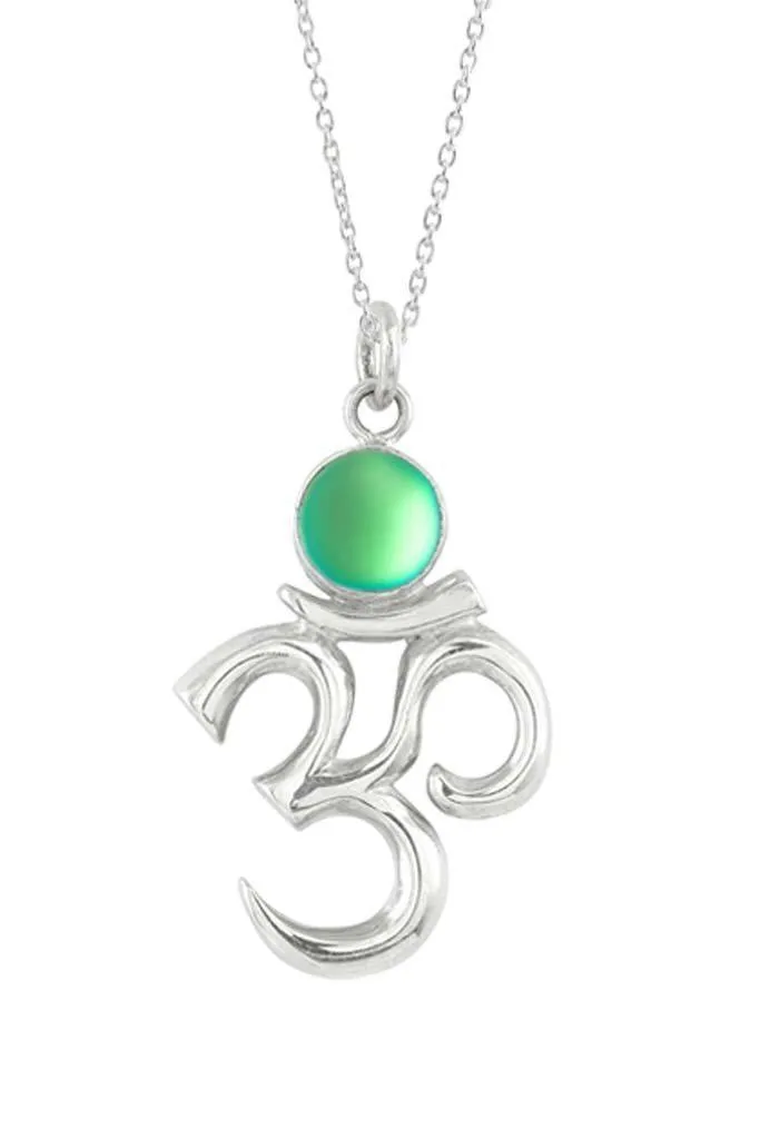 Sterling Silver Om Pendant With Crystal