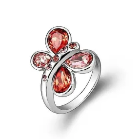 The rose crystal butterfly ring