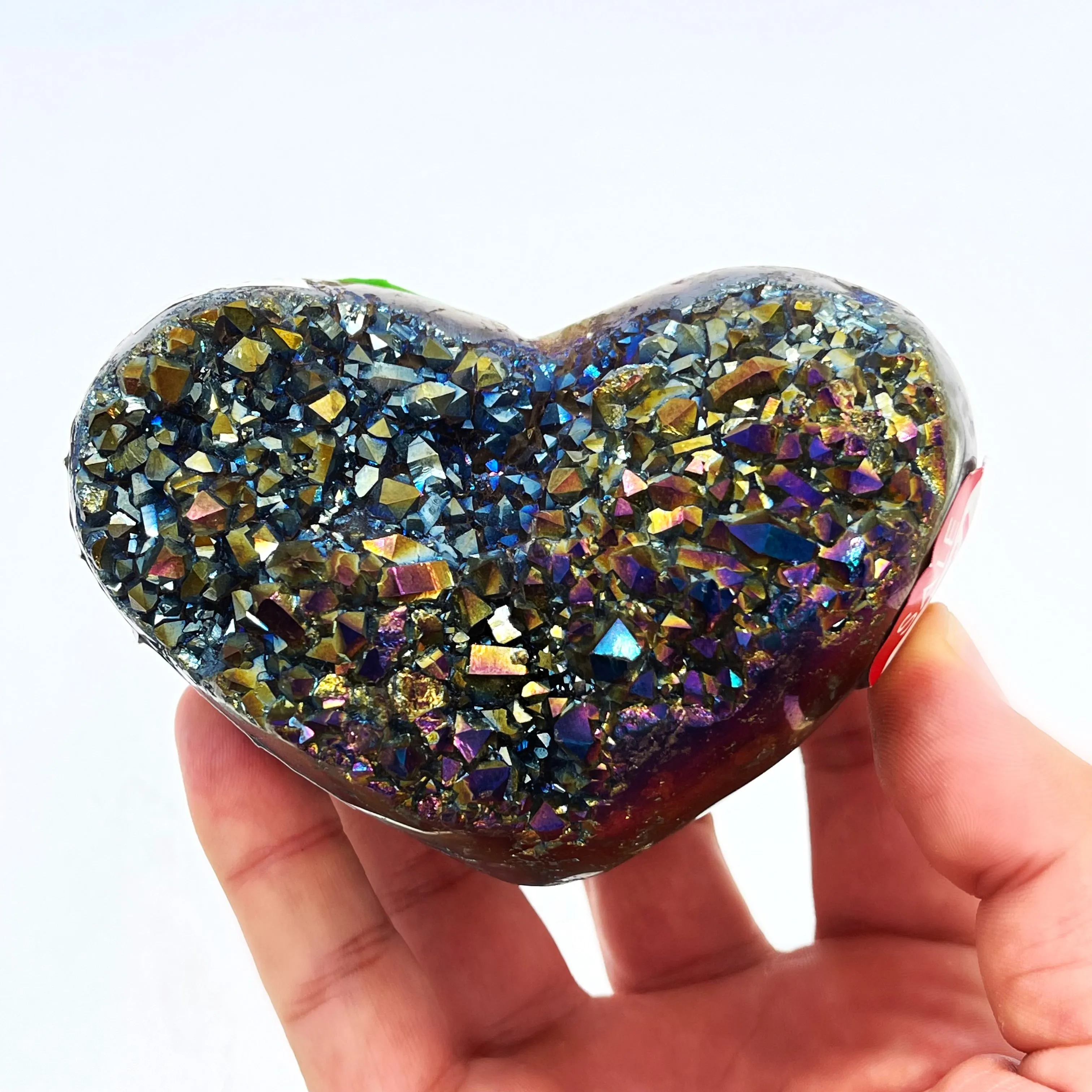 Titanium Aura Amethyst Heart (Display Stand Included)