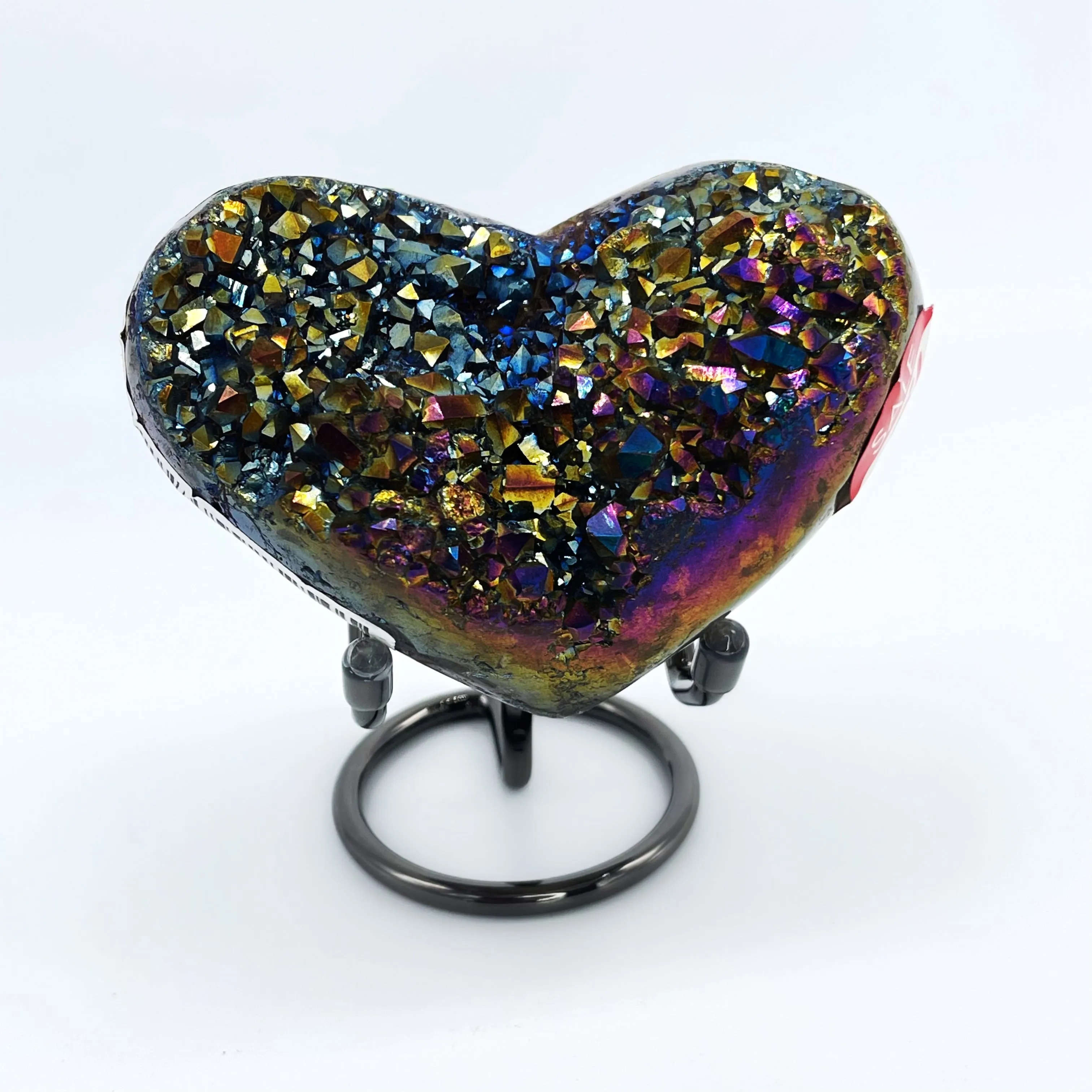 Titanium Aura Amethyst Heart (Display Stand Included)