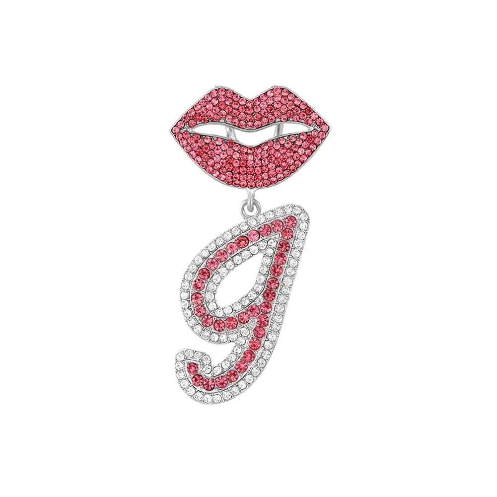 Trendy Pink Cuban Chain Rhinestone Letter Pendant Necklace