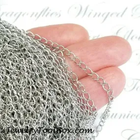 Twist Chain, Stainless Steel Soldered Links, 3x4x0.5mm, 25 Meters Spooled, #1925