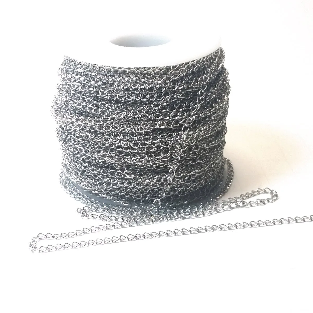 Twist Chain, Stainless Steel Soldered Links, 3x4x0.5mm, 25 Meters Spooled, #1925