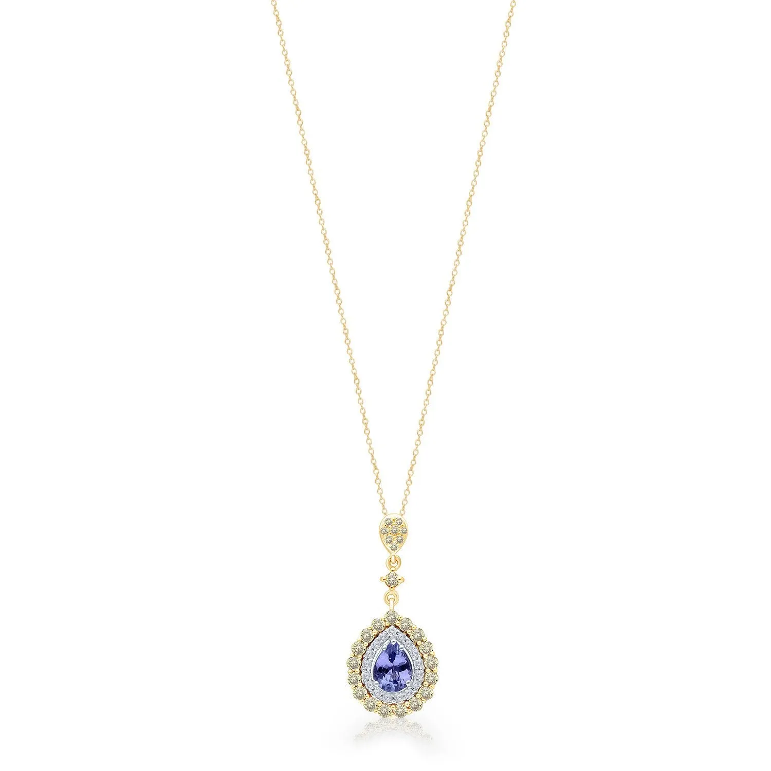 Two Tone Gold Tanzanite with Fancy & White Diamond Renaissance Pendant