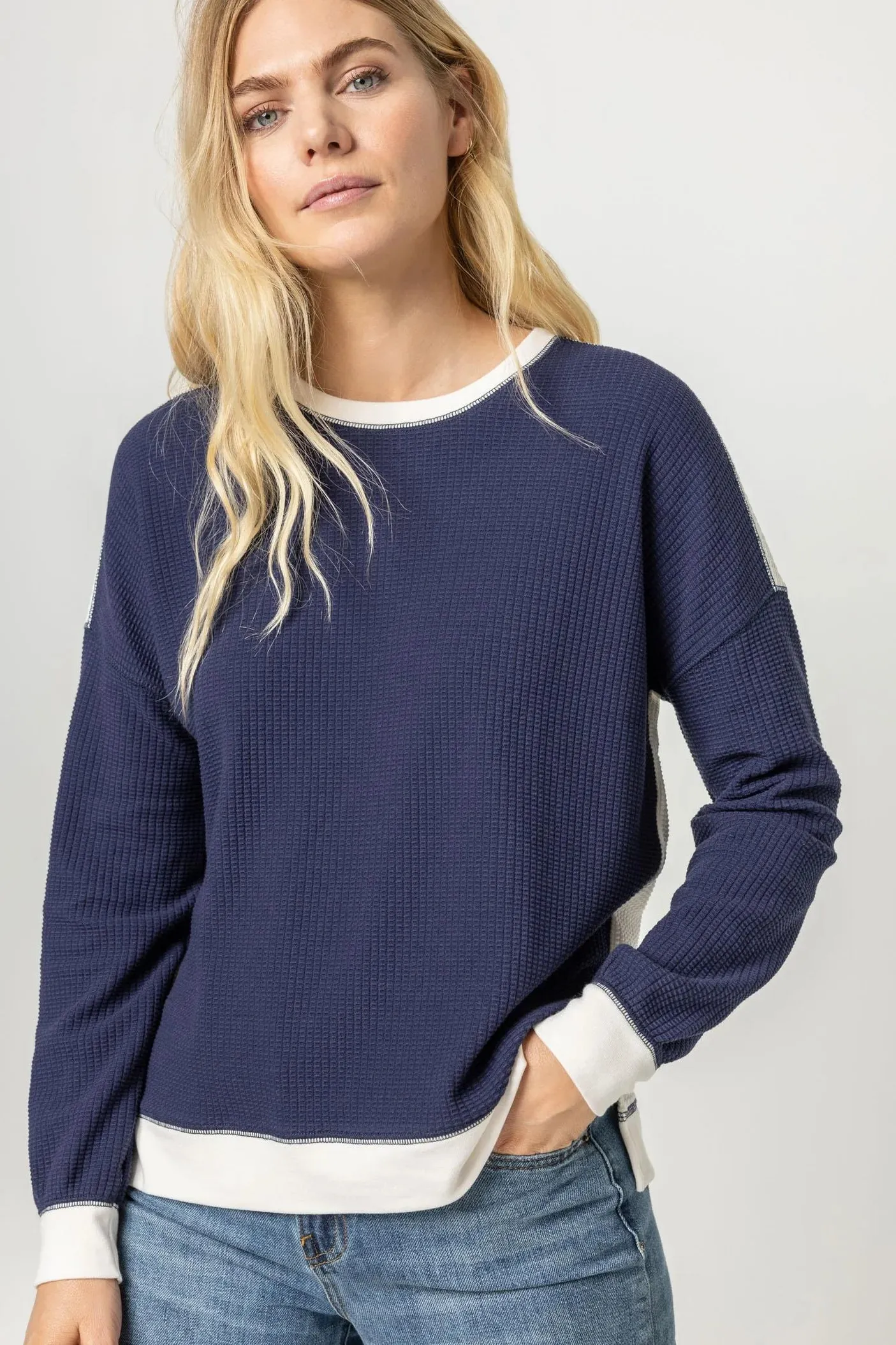 TWO-TONED WAFFLE SWEATSHIRT - LILLA P