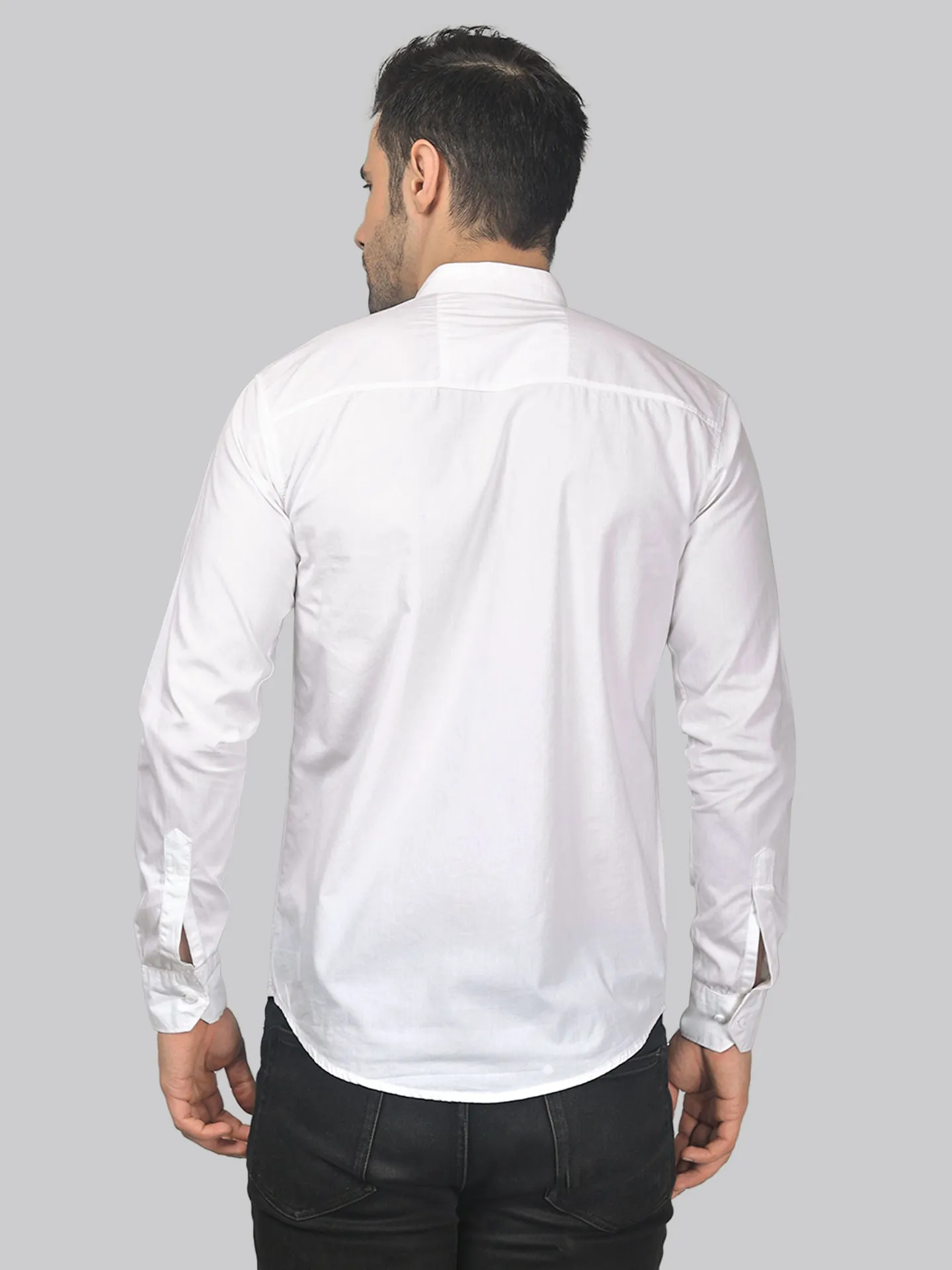 Urban-chic TryBuy Premium Solid White Cotton Button-Up Shirt For Men